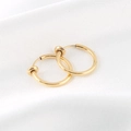 Classic gold-plated clip-on hoop earrings for non-pierced ears on a white silk background - Spring Clip-on Earrings / 1.6mm x 12mm (1 Piece) / Gold