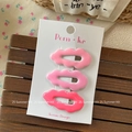 Three-piece set of gradient pink wave hair clips for girls on a Korean design card - Pink Series