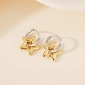 Minimalist 18K gold and silver two-tone stainless steel star hoop earrings for women - Hollow Star Style / Gold and Silver Two-tone