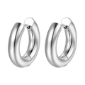Boucles d'oreilles créoles épaisses en acier inoxydable poli argent pour femme - Argent Acier (5x10mm)