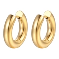 Paire de boucles d'oreilles créoles huggie en acier inoxydable plaqué or poli - Or (5*10mm)