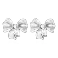 Boucles d'oreilles nœud papillon en acier plaqué 18k argenté avec texture gravée - Acier