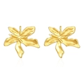 Orecchini in acciaio inossidabile placcato oro 18k con design a foglia floreale - Oro Foglia di Acero