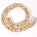 Detail of 20mm gold-plated mariner link chain with full pave-set cubic zirconia stones - Gold Style 16