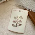 Set of six cute polka dot rectangle hair clips for girls in warm Morandi colors - Mini Rectangular Style