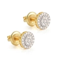 S925 silver gold-plated hip-hop stud earrings with round micro-pave cubic zirconia - Pair (Two-tone Circular Style 4) / 925 Silver / Gold