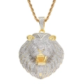 Iced out lion head pendant necklace with micro paved cubic zirconia in hip hop style - Two Colors