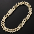 Luxurious 20mm gold Cuban link chain with full zircon paving and box clasp closure - Gold / 24inch Necklace (Length 60cm)
