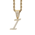 Makroansicht des Z-Buchstaben-Anhängers mit Zirkonia und gedrehter Kordelkette - Buchstabe I / Edelstahl-Kordelkette / Gold