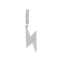 Close-up of lightning bolt drop earrings featuring micro-pave cubic zirconia crystals - Single (Lightning Style 2) / 925 Silver / Silver