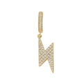 Macro shot of gold hip hop lightning bolt earrings with micro-pave cubic zirconia stones - Single (Lightning Style 2) / 925 Silver / Gold