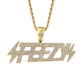 Hiphop vergulde FREEZE letter hanger ketting met witte zirkonia stenen voor heren - 3mm*60cm / Goud + Roestvrijstalen Twist Ketting