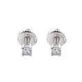 Pair of S925 sterling silver stud earrings with 4-prong set clear cubic zirconia stones - Small / Silver