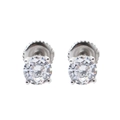 Detailed close-up of S925 sterling silver stud earrings with 4-prong zircon setting - M / Silver