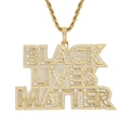 Collana hip hop dorata con ciondolo Black Lives Matter e pietre di zirconi incastonate - Oro