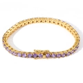 Detail of 4mm gold-plated tennis bracelet with purple zircon and double safety clasp - 4mm*7inch / Gold