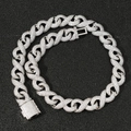 Silver 15mm infinity link Cuban necklace with micro-paved zircons in hip hop style - Silver / 24inch Necklace (Length 60cm)