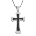 Hip hop black cross pendant necklace with silver rope chain for men in punk style - Stainless Steel Twist Chain Style / Silver