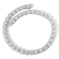 Shiny 13mm silver hip hop tennis necklace with square links and clear cubic zirconia stones - 13mm (16inch Necklace) / Silver