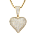 Collier avec pendentif cœur 3D pavé de zircons et chaîne corde dorée élégante - (Style 3) Or + 60cm Chaîne Corde