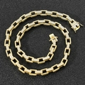 Luxurious gold-plated men's hip-hop box chain necklace with micro-pave zircon crystals - Gold Extra Long (24inch)