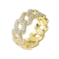 Anello catena cubana hip hop da uomo con micro-pavé di zirconi in finitura oro - US 6 / Oro