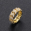 Hip hop 8mm cuban link ring in gold finish with iced out paved zircon stones - Size 5 / Gold