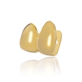 Hip hop gold teeth grillz with double fangs design and polished metallic mirror finish - Gold