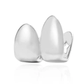 Polished silver hip hop grillz with double tooth caps and hollow star side patterns - Silver