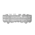 Silver hip hop 8-tooth grillz with pave-set rectangular zircon stones for upper teeth - Silver Lower Tooth
