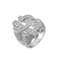 Luxurious silver hip hop ring featuring a dollar sign design paved with cubic zirconia - Size 7 / Dollar Sign Style (Style 11) / Silver