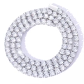 Silver hip hop tennis necklace with triple-row round-cut white cubic zirconia stones - 18cm / 4mm / Silver
