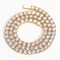 Luxurious gold tennis chain necklace with round-cut clear zircons in a multi-claw setting - 18cm / 4mm / Gold