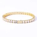 Bracciale tennis da uomo placcato oro 18k con fila singola di zirconi bianchi tondi - Oro Tondo 4mm*18cm