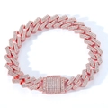 Luxurious 18K rose gold plated 12mm Cuban link bracelet with micro-pave cubic zirconia - Rose Gold 7 inch (Bracelet)