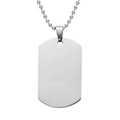 Polished silver stainless steel dog tag pendant with a classic bead chain necklace - Steel Color