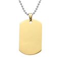 Minimalist gold dog tag pendant on silver ball chain necklace for men and women - Gold
