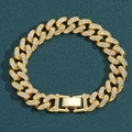 Bracelet cubain doré 13mm pour homme orné de cristaux de zircone cubique scintillants - Bracelet Or 7inch
