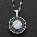 Pendaglio globo rotante con scritta Sustainable su collana a catena stile hip hop - Argento Con Catena In Acciaio Inossidabile