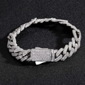 Silbernes 12mm Hip-Hop-Panzerarmband mit Zirkonia-Besatz und glänzendem Finish - 7inch / Silber