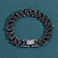 Bracelet gourmette hip hop 13mm noir fusil avec strass noirs pavés pour hommes - Noir 7 pouces (Bracelet)