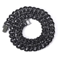 Collana a catena cubana da 13mm canna di fucile con strass neri incastonati per uomo - Nero 16 pollici