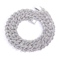 Catena cubana 13mm argento con cristalli pavé e chiusura a cassetta di sicurezza - Argento Lunghezza 16