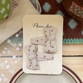 Barrettes à nœud en velours côtelé beige à pois pour filles sur support - Blanc Cassé