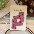 Paire de barrettes à cheveux à pois en velours côtelé violet pour filles - Rose