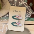 Fermagli per capelli a cigno in maglia turchese per ragazze con fiocco rosa e cristallo - Forma di Cigno / Fermaglio per capelli cigno verde