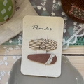 Set de barrettes à cheveux marron d'automne avec rayures et bordure en dentelle - Carré Plissé + Goutte d'eau en Dentelle