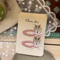 Set di fermagli per capelli rosa con renna e brillantini per bambina su cartoncino - Stile Cervo / Fermaglio per capelli cervo rosa