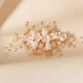 Elegante pettine per capelli da sposa con fiori di ceramica bianchi e perle - Elegante Decorazione con Fiori Bianchi E Perle (HS-J7448G)