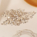 Squisito fermaglio per capelli da sposa in argento con strass fatti a mano e perle bianche - Stile Argento (HS-J7457S)